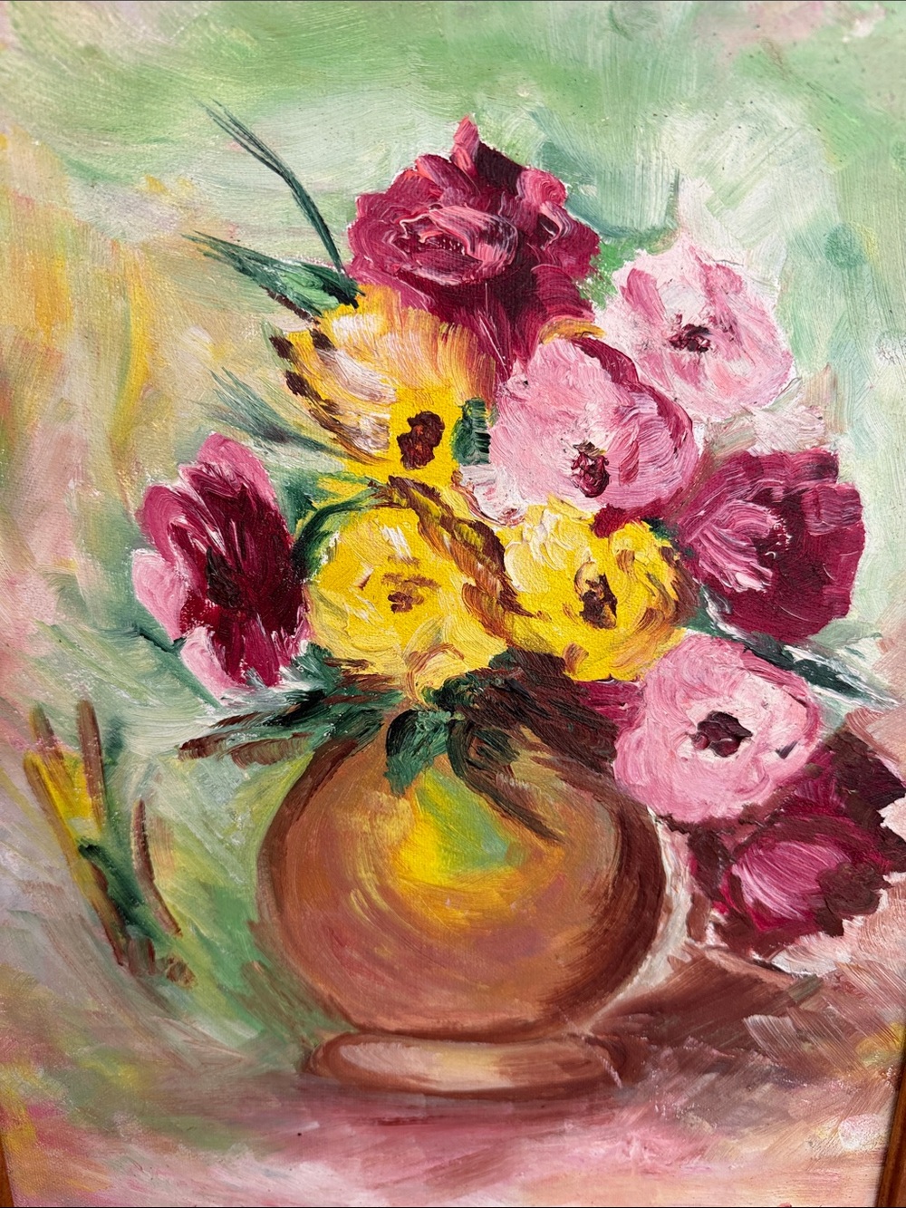 Vintage Floral Still Life Framed Painting.  Artist Signed. - Picture 3 of 9